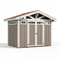 Abri de jardin 180 x 120 x 190 cm en résine taupe et blanc à double porte pour rangement extérieur