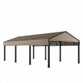Abri voiture 600 x 300 x 280 cm en acier beige et noir - toit à deux pentes pour extérieur