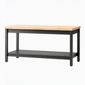 Établi 152 x 61 x 86 cm plateau en bois structure en acier noir avec étagère de rangement