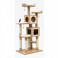 Arbre à chat 70 x 50 x 170 cm en bois beige avec griffoirs et niches