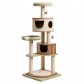 Arbre à chat 60 x 60 x 170 cm en bois beige vert et marron avec griffoirs niches et plateformes