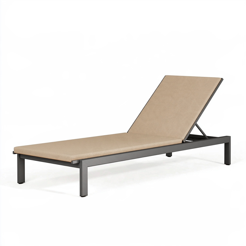 Bain de soleil 200 x 65 cm en métal beige et anthracite - dossier inclinable pour extérieur